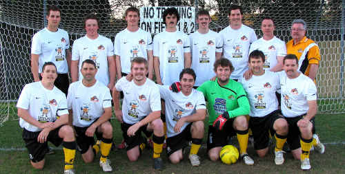 The champion Columbia football side, sporting the moustaches they are growing for good luck, (back from left) Joel Freshney, Dion Egden, Josh Nicol, Max Harding, Kurt Long, Liam Watson, Andy Lipke, and Paul Arthur. (Front row from left) Doug Rose, Tony Arthur, Harry Johnson, Cale Bond, Troy Cochrane, Jason Lord, Dave Arthur. The champion Columbia football side, sporting the moustaches they are growing for good luck, (back from left) Joel Freshney, Dion Egden, Josh Nicol, Max Harding, Kurt Long, Liam Watson, Andy Lipke, and Paul Arthur. (Front row from left) Doug Rose, Tony Arthur, Harry Johnson, Cale Bond, Troy Cochrane, Jason Lord, Dave Arthur.